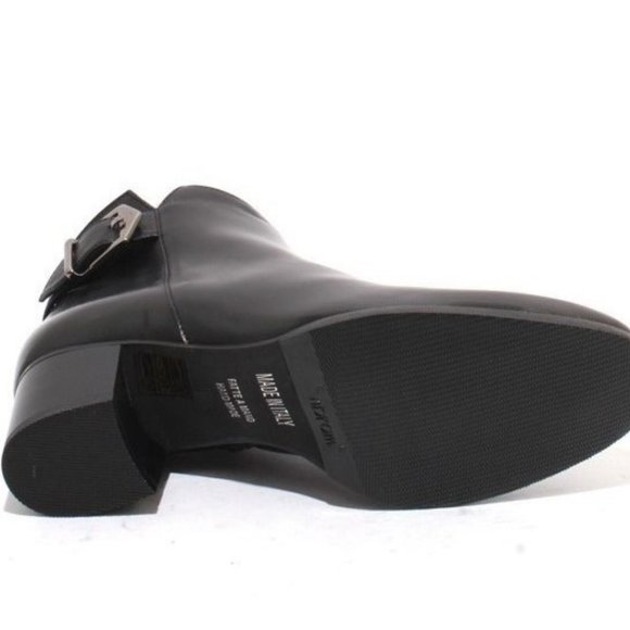 ITALIAN Black Leather Shearling Ankle Heel Boots - Picture 9 of 9